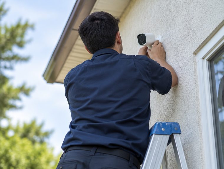 A security technician ready for an install